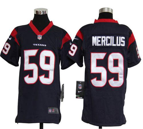 Nike youths NFL Game Jerseys Houston Texans 59 Whitney Mercilus Navy Blue Team Color